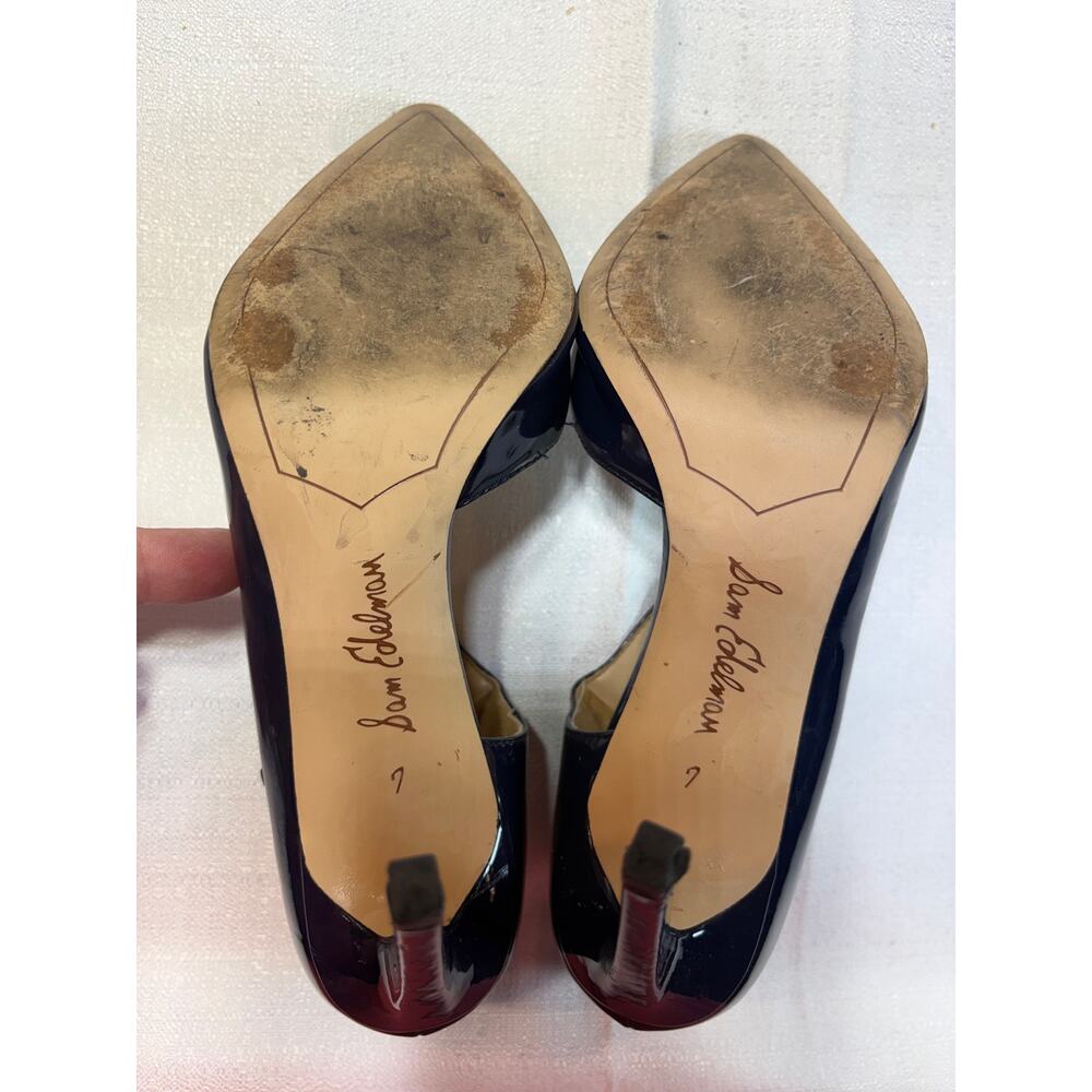 Sam Edelman Nora Navy Blue Patent Leather Heels Size 7 - Picture 4 of 15